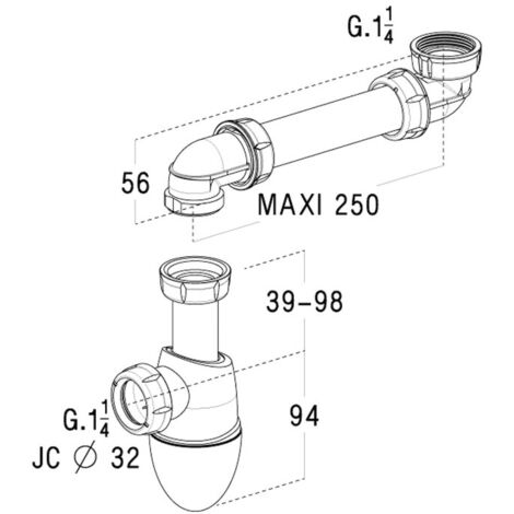 Siphon de lavabo à culot extra plat - 11/4 - Ø 32 mm - Easyphon - Nicoll