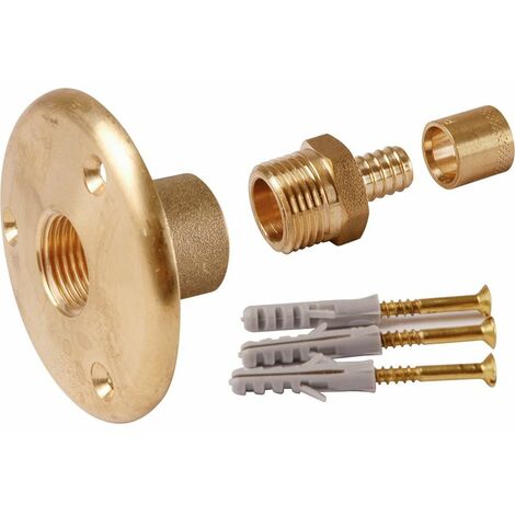 Watts – Applique traversée de cloison 12mm femelle 15x21 – Laiton brut – Fixation par vis – Compatible tubes PER 12mm
