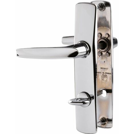 Vachette – Poignée de porte intérieure RIV-Angers – Condamnation pour portes de salle de bain – Entraxe 165 mm – Vissage simplifié avec plaques solidarisées