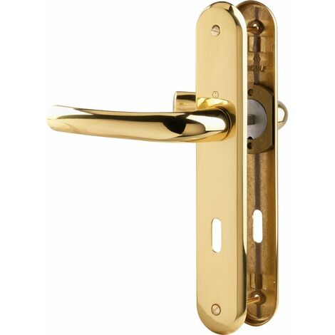 Hoppe Et Cie – Ensemble de poignées de porte en laiton Tokyo – Béquille double finition polie – Compatible portes 40-46mm – Entraxe 195mm