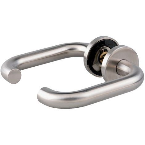 Poignée de porte sur rosace inox mat - Bec de cane - EsT.ZG 41 - Normbau (1/2)