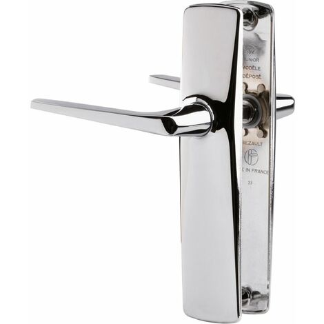 Vachette – Poignée de porte d'entrée à cylindre – Béquille double en zamak – Finition chromée – Entraxe 165 mm – Pour portes 40 mm d'épaisseur (1/2)