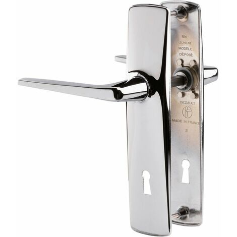 Vachette – Poignée de porte intérieure sur plaque – Entraxe 165 mm – Zamak chromé – Fixation sans vis apparentes – Pour portes de chambre et bureau (1/10)