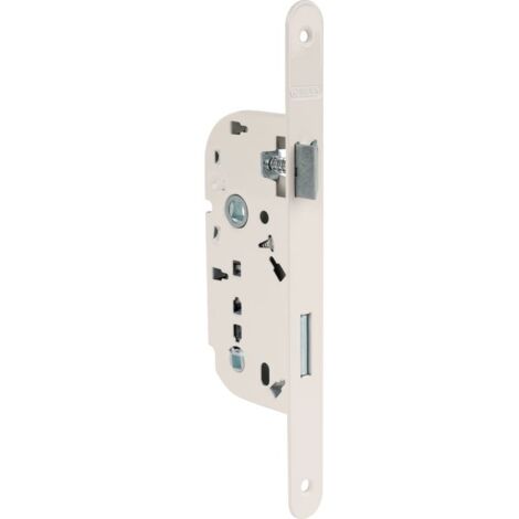 Thirard – Serrure à larder blanche droite à fouillot – Axe 40 mm – 1 point de fermeture – Pêne réversible sans démontage – Acier laqué blanc (1/2)