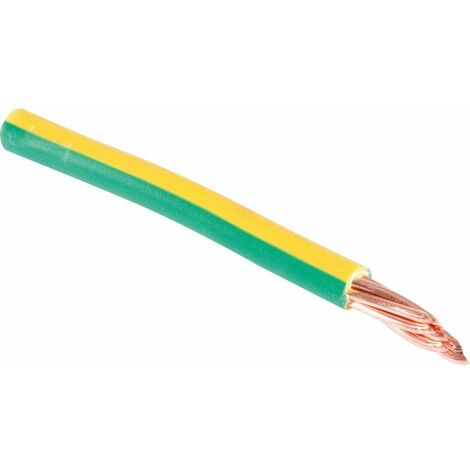 Ecolands – Fil électrique rigide H07-VR vert/jaune 25 mm² – Câblage tableaux électriques – Résistance aux vibrations – Installation en conduits