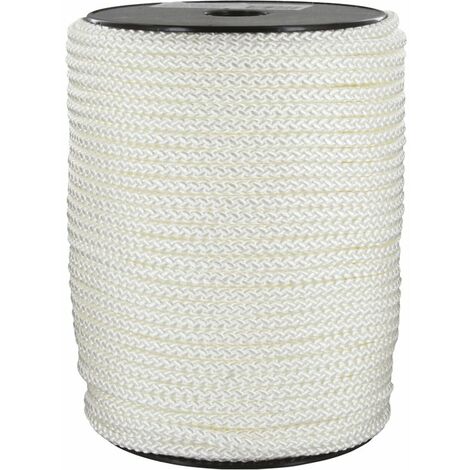 Corderies Tournonaises – Drisse polyamide tressé blanc – Longueur 100 m – Diamètre 6 mm – Résistant à l'humidité et aux U.V. – Pour applications extérieures