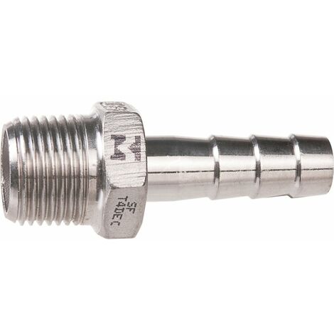 Raccord cannelé inox droit à visser - M 3/8' - Diamètre 10 mm