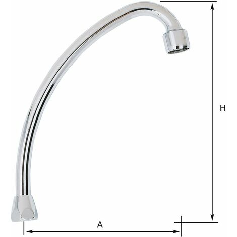 Bec col de cygne chromé avec aérateur – Longueur 190 mm – Diamètre 18 mm – Filetage F3/4' pour robinetterie – Rei Tregi