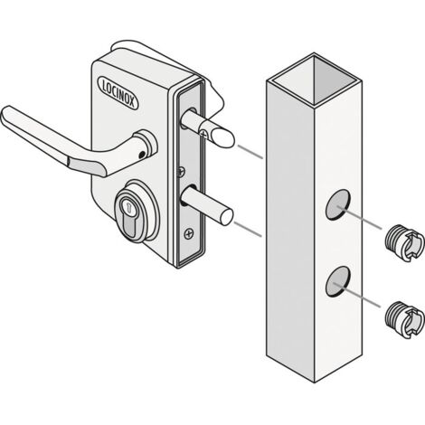 Serrure de portail en applique argent - Clé I - Axe à 30 mm - Profil 40 à 60 mm - LCKX - Locinox