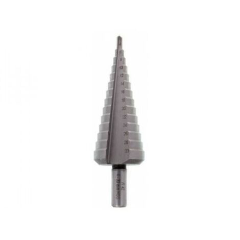 Riss – Foret conique à étages 6 à 30 mm – Acier HSS – Queue cylindrique – Pour perçage de tôles en acier, aluminium et plastique