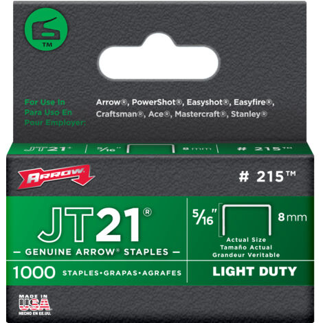 Agrafes JT21 8 mm – Acier galvanisé – Boîte de 1000 agrafes – Pour agrafeuses T27 et JT21 – Applications décoratives et capitonnage – Vinmer