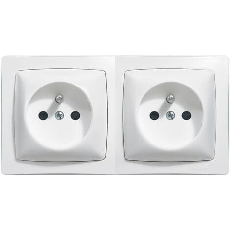 Legrand – Prise de courant double 2x2P+T précâblée – 16 A – IP 2X – Installation en saillie – Finition blanche (1/7)