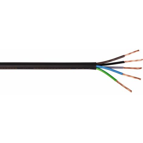 Câble rigide industriel U1000 R2V noir 5G10 mm² – Tension 300/500 V – Température max +60 °C – Au mètre – Lynelec