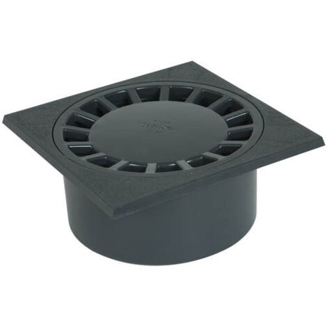 Nicoll – Siphon de sol PVC gris foncé 200 x 200 mm – Sortie verticale – Résistance 1,5 tonne – Pour terrasses et locaux techniques