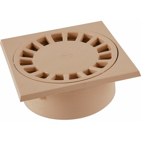 Nicoll – Siphon de sol PVC sable 200 x 200 mm – Sortie verticale – Garde d'eau 36 mm – Résistance classe A15 – Pour terrasses et locaux techniques