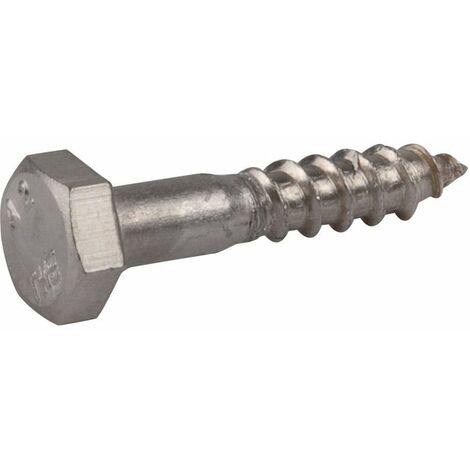 Tirefond inox A2 8 x 80 mm – Tête hexagonale – Boîte de 25 unités – Pour fixation bois extérieur résistante aux intempéries – Viswood