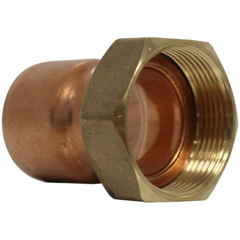 Douille cuivre réduite avec écrou à souder - 2 pièces - F 1'1/2 - diamètre 40 mm