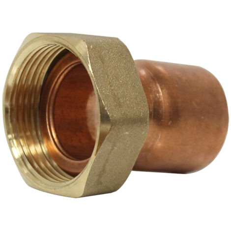 Douille cuivre réduite avec écrou à souder - 2 pièces - F 1'1/4 - diamètre 32 mm