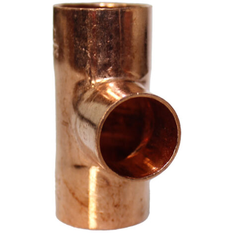 Raccord cuivre en T réduit à souder - Femelle - Diamètre 22 - 18 - 22 mm