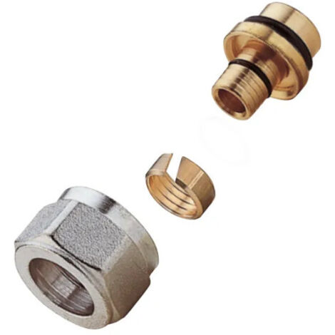 Giacomini – Raccord laiton adaptateur pour tube PE réticulé diamètre 16 – Filetage plomberie – Nickelé et chromé – Classe 0 90°C 4 bars (1/3)