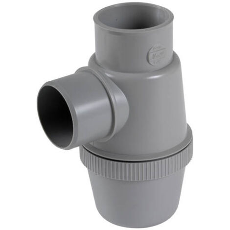 Nicoll – Siphon de lavabo PVC-C gris vertical – Femelle Ø50 mm – Garde d'eau 50 mm pour évacuation efficace – Nettoyage facile par dévissage