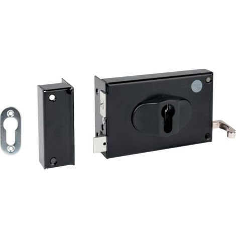 Serrure en applique noire gauche à Tirage - Clé I - Axe de 52 à 70 mm - Série ND10 - DOM