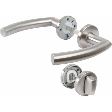 Hoppe Et Cie – Poignée de porte sur rosace inox mat – Condamnation à voyant pour sanitaires – Résistance à la corrosion grade 4 – Montage rapide (1/6)
