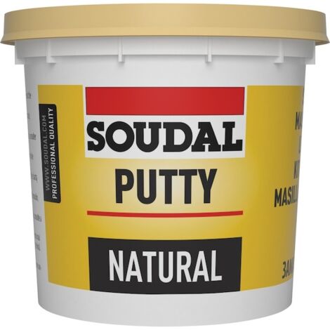 Mastic de fixation à base d'huile de lin – 1 kg – Pour pose de vitrages sur châssis bois, alu ou métal – Soudal – Serrurerie-Boutique