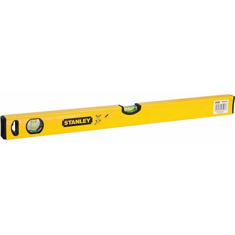 Stanley – Niveau à bulle tubulaire 60 cm – Corps en aluminium résistant – Embouts antichocs souples – Précision 0,5 mm/m horizontal et 1 mm/m vertical - Stht1-43103