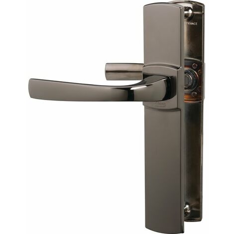 Vachette – Ensemble sur grande plaque MUZE type bec de cane finition diamant noir – Entraxe 70 mm – Couverture large pour portes standard – Installation facile