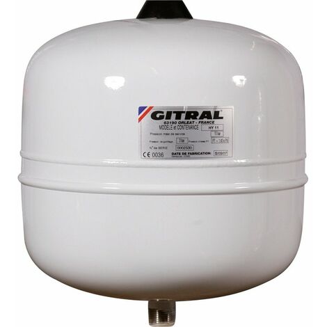 Gitral – Vase d'expansion 24 L – Acier pour eau sanitaire – Prégonflé à 3 bars – Pression maximale 10 bars – Installation murale recommandée