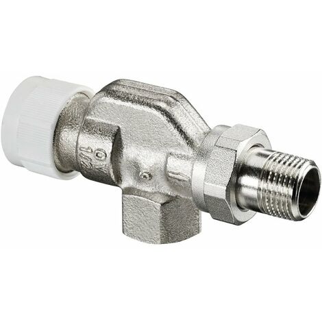 Oventrop – Corps thermostatique équerre inversé – Raccord 1/2' – Modèle AV9 – Corps laiton nickelé – Tige acier inoxydable – Préréglage silencieux