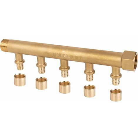 Collecteur 5 sorties - MF 3/4' - Avec départ à glissement Diamètre 16 mm - Riquier (1/2)