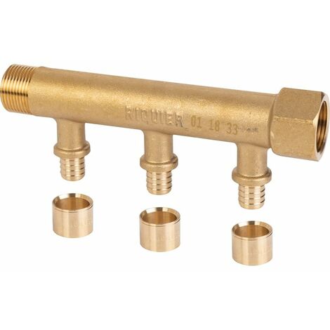 Collecteur 3 sorties - MF 3/4' - Avec départ à glissement Diamètre 16 mm - Riquier (1/3)