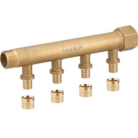 Collecteur 6 sorties - MF 3/4' - Avec départ à glissement Diamètre 12 mm - Riquier (1/3)