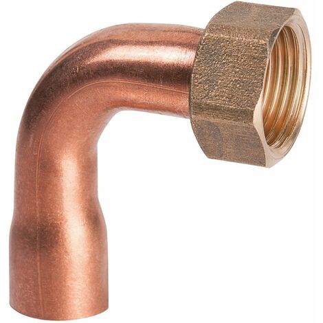 Douille cuivre coudé avec écrou à souder - F 3/4' - diamètre 20 mm