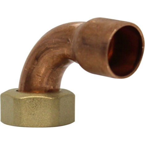Douille cuivre coudé avec écrou à souder - F 1/2' - diamètre 16 mm (1/5)