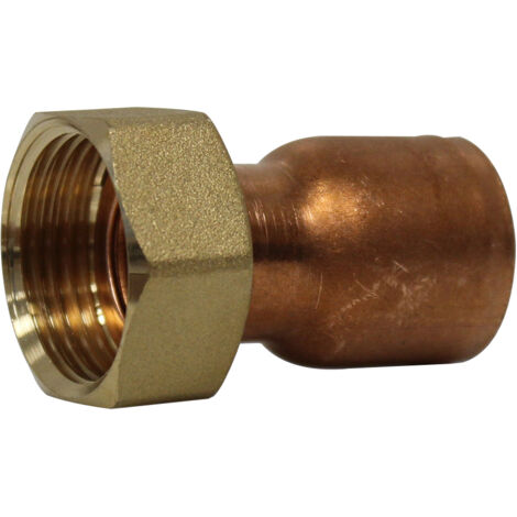 Raccord droit 2 pièces écrou prisonnier à joint plat - Femelle 3/4" (20/27) - Cuivre Ø22 - Arcanaute