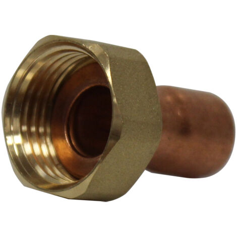Raccord droit 2 pièces écrou prisonnier à joint plat - Femelle 1/2" (15/21) - Cuivre Ø12 - Arcanaute (1/5)