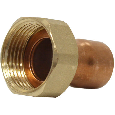 Raccord droit 2 pièces écrou prisonnier à joint plat - Femelle 1" (26/34) - Cuivre Ø22 - Arcanaute (1/5)