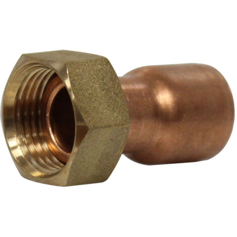 Douille cuivre réduite avec écrou à souder - 2 pièces - F 3/8' - diamètre 14 mm