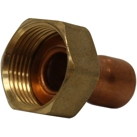 Raccord droit 2 pièces écrou prisonnier à joint plat - Femelle 3/4" (20/27) - Cuivre Ø14 - Arcanaute