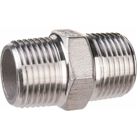 Raccord inox droit à visser - M 1'1/2 - 55 mm