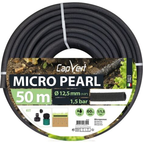 Capvert – Tuyau micro pearl 12,5mm – Longueur 50m – Pression max 5 bars – Polyéthylène léger pour micro-irrigation efficace