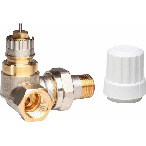 Danfoss – Corps de robinet réglable angle gauche – Filetage F 1/2' (15 x 21) – Raccord femelle – Laiton nickelé pour installations bitubes - RA-IN15