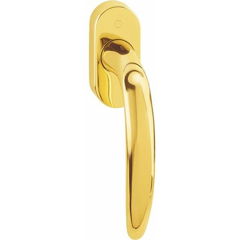 Poignée de fenêtre oscillo-battant en laiton poli – Carré fixe 7 x 30 mm – Fixation invisible pour installation discrète