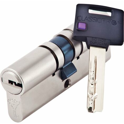 Cylindre 2 entrées Classic Pro Mul-T-Lock - Laiton nickelé - Haute sûreté - Longueur 45 x 45 mm