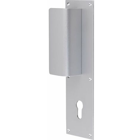 Duval Bilcocq – Poignée de porte d'entrée à cylindre en aluminium anodisé argent – Plaque rectangulaire 250x70mm – Saillie 36,5mm – Clé I européen (1/4)