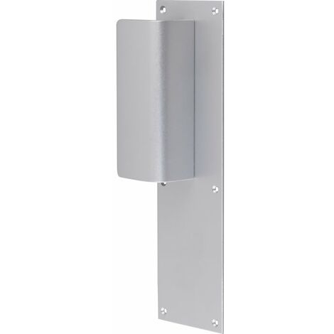 Duval Bilcocq – Poignée de porte d'entrée à cylindre – Aluminium anodisé argent – Tirage simple – Bec-de-cane réversible – Plaque percée 250x70mm