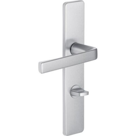 Vachette – Poignée de porte intérieure avec bouton de condamnation – Aluminium gris argent – Entraînement 195 mm – Pour portes de salle de bain (1/10)